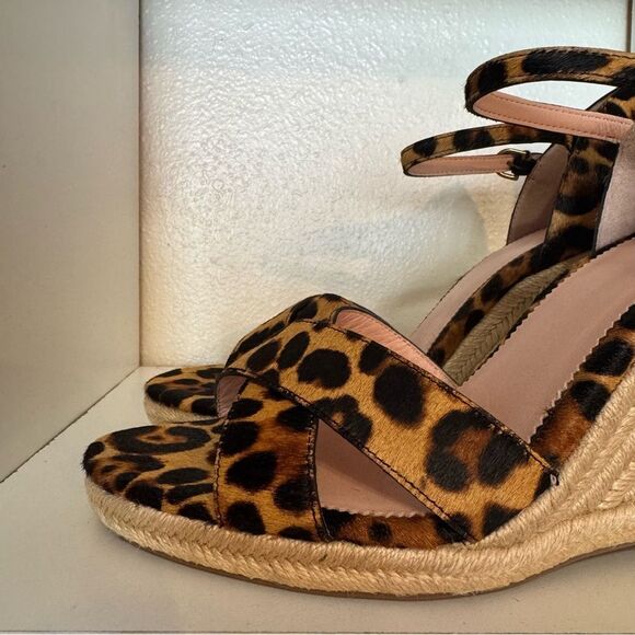 J.Crew Leopard Print Espadrille Wedge Sandals Size 12 Animal Print Chic Resort - Picture 5 of 14
